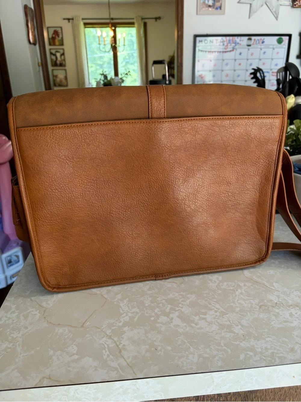 Harry Potter Hogwarts Messenger Laptop Bag Brown Faux Leather Crossbody